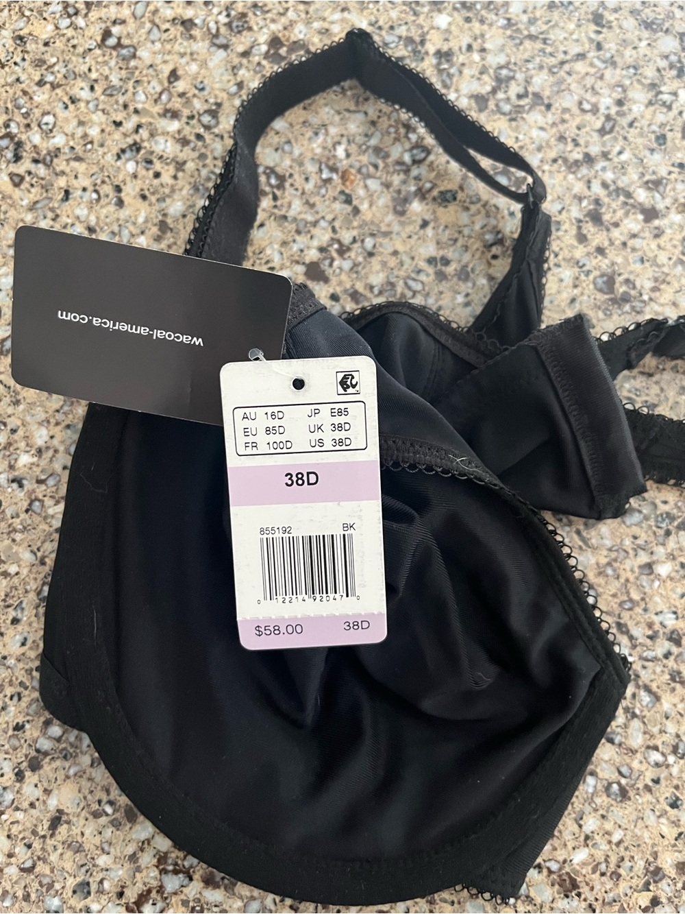 Wacoal Black Unlined Bra with Tags - 38D